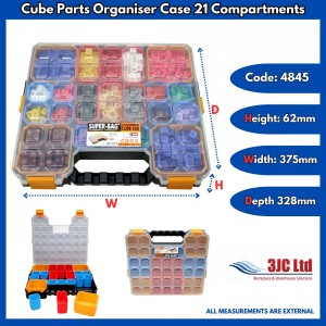 Cube Parts Organiser Case 21 Removable Compartments